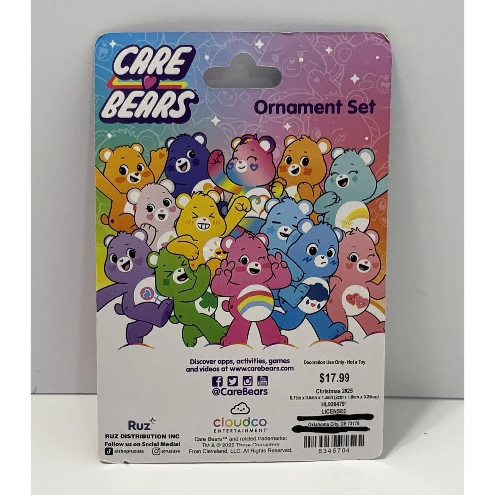 Care Bears Christmas 2025 Ornament Set of 4 Multicolor Care Bears